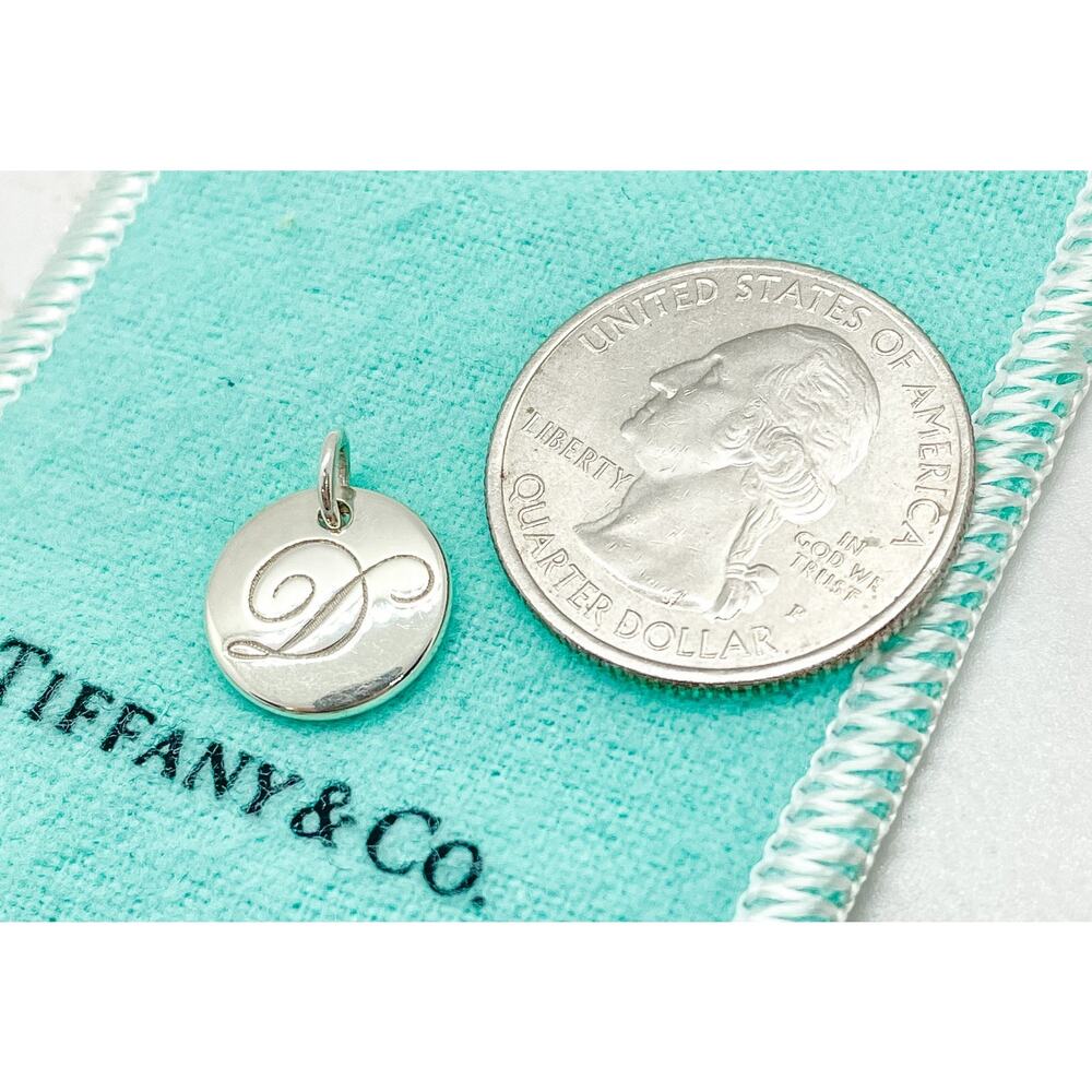Tiffany & Co. Script Initial Letter D Disc Charm Sterling Silver Small - Picture 3 of 7